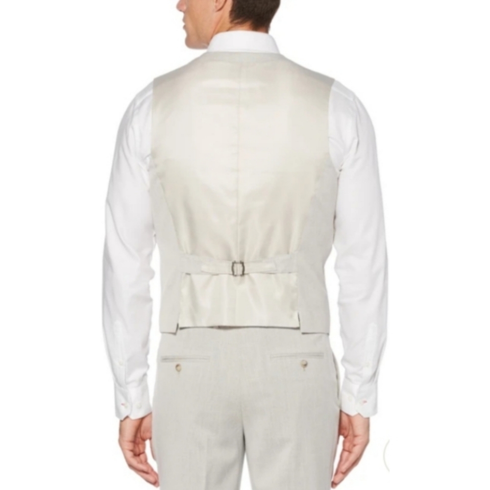 Perry Ellis Big & Tall Slim Fit Linen Blend Vest - Picture 2 of 13